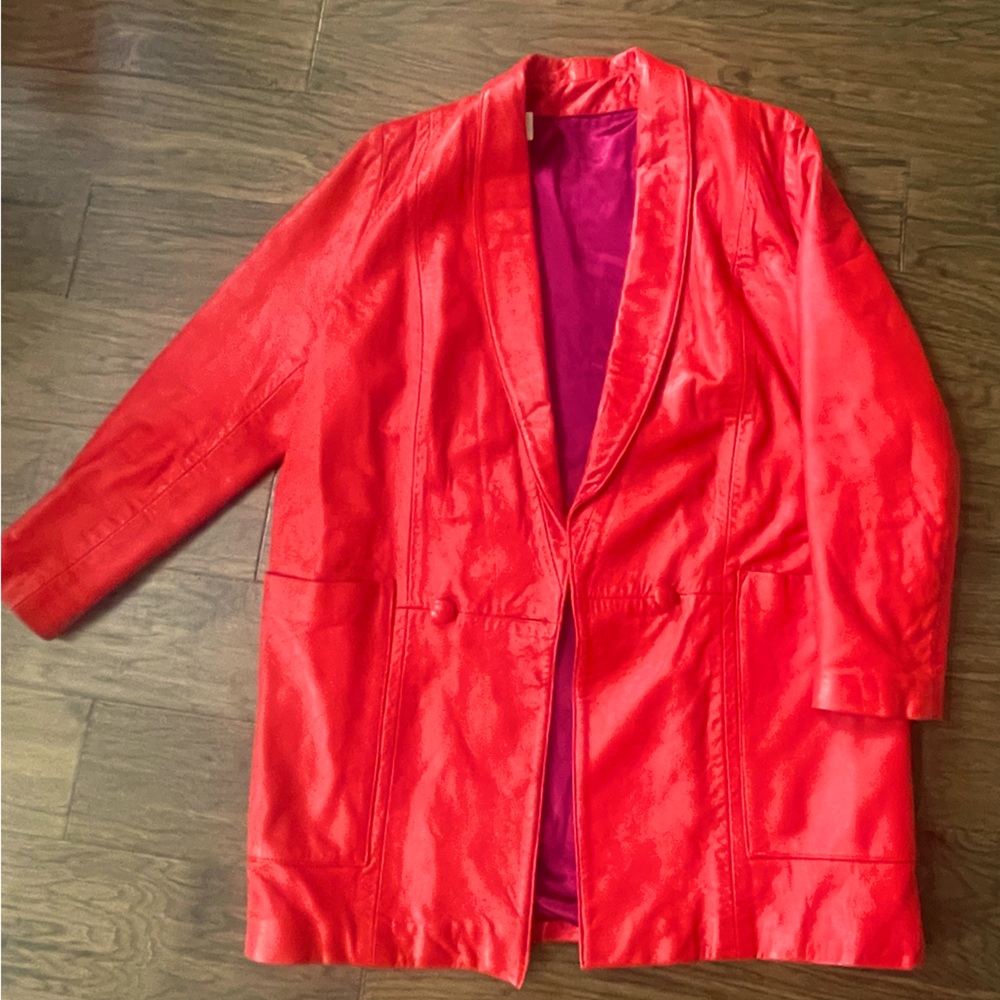 Vintage red leather blazer